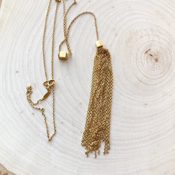 NEW Anthropologie 18k Gold Satya Cubed Lariat Necklace - Picture 8 of 11